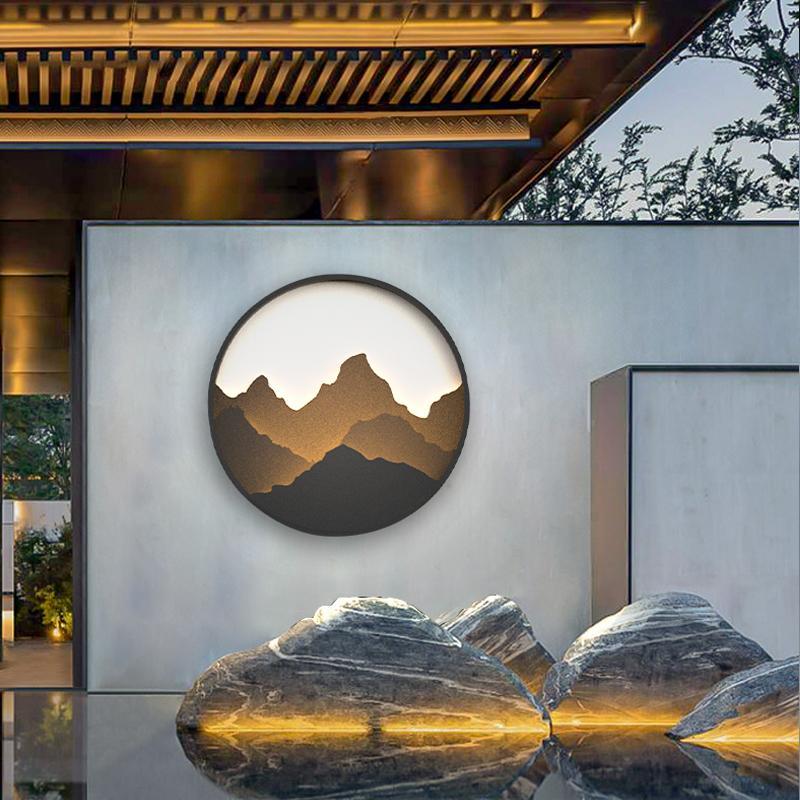Mountain Scenery Outdoor Wall Sconce — Stainless Steel, LED, IP54, 3200K Warm White, 18"–31"