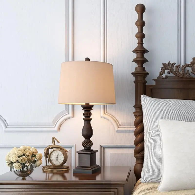 Traditional 24-Inch Rustic Bronze Resin Table Lamp Luxe