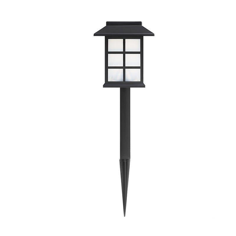Square Pavilion Solar Garden Stake Lights — Black, ABS/PVC, LED, Weatherproof