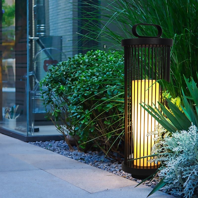 Retro Cage Outdoor Lantern — Black, E27, 110V–220V Waterproof, Portable with Handle Ring