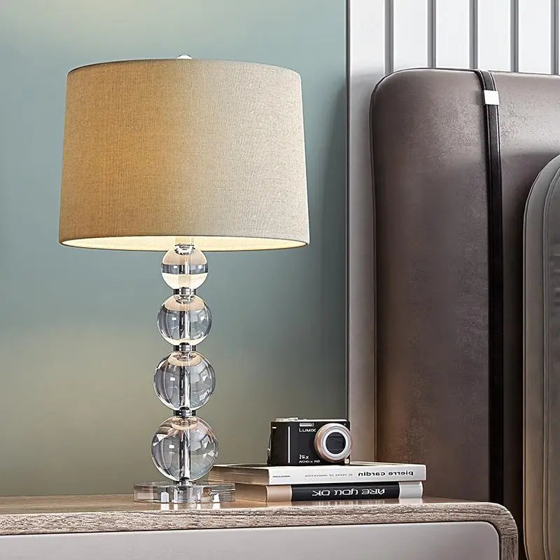 20.5-Inch Crystal Table Lamp with Light-Through Stacked Spheres Luxe