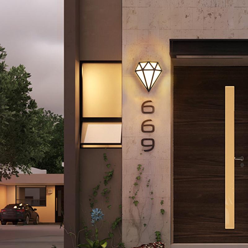 Rhombus Diamond Outdoor Wall Sconce — Aluminum, LED, IP54, 3200K Warm White