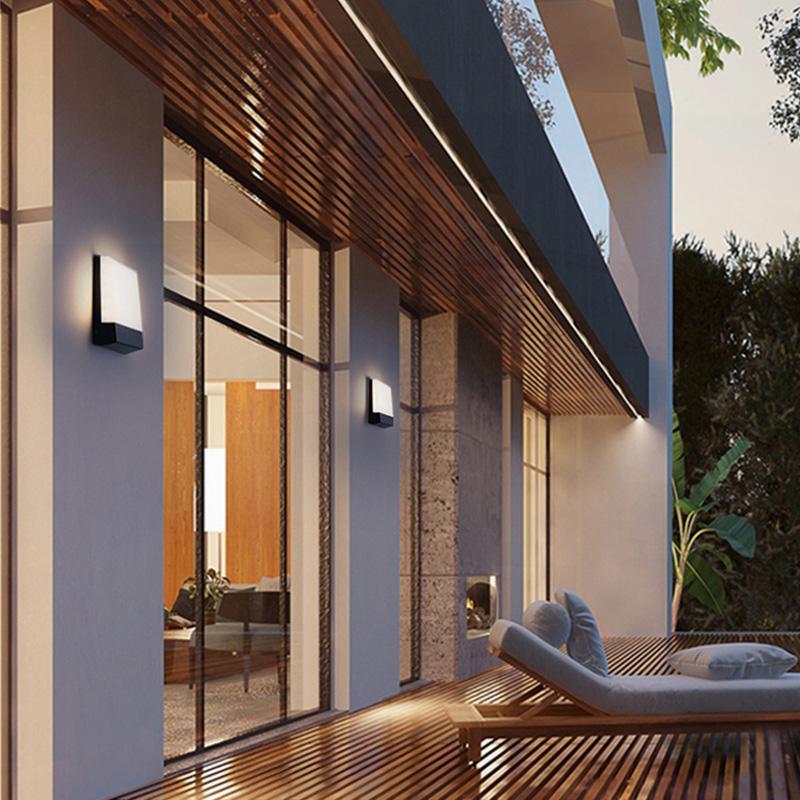 Modern Square Outdoor Wall Sconce — Black Aluminum, LED 11W–15W, IP54 Weatherproof