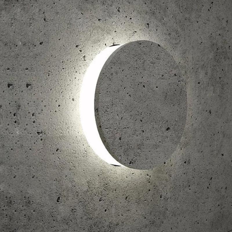 Round Concrete Flush Outdoor Wall Sconce — Gray, LED 16W–20W, 3000K Warm White, IP54, 7" or 9.45"