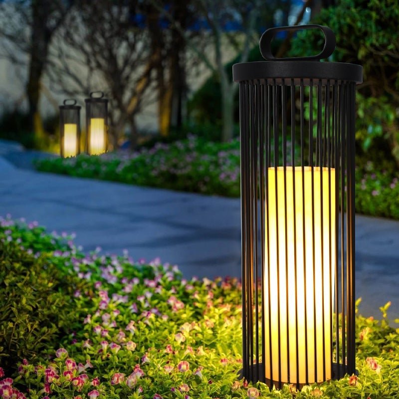 Retro Cage Outdoor Lantern — Black, E27, 110V–220V Waterproof, Portable with Handle Ring