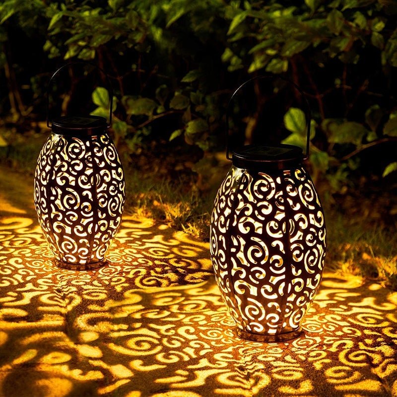 Antique Retro Outdoor Portable Lantern — Red Copper Iron, Solar-Powered LED, Dusk-to-Dawn, Waterproof