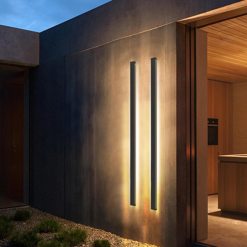 dimmable rgb black minimalist long led linear wall lights