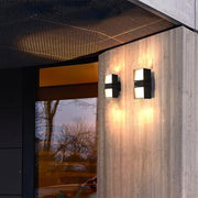 Adjustable Black Outdoor Wall Lights with Up and Down Lighting - Square Design