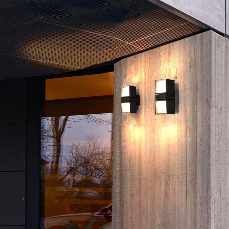 Adjustable Black Outdoor Wall Lights with Up and Down Lighting - Square Design
