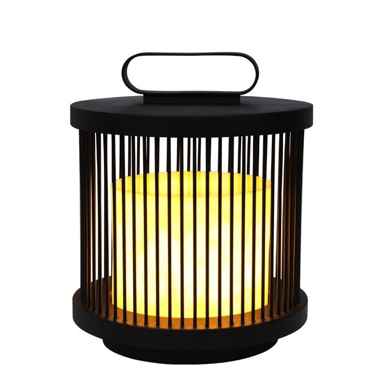 Retro Cage Outdoor Lantern — Black, E27, 110V–220V Waterproof, Portable with Handle Ring
