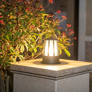 Modern Geometric Outdoor Bollard Light — Aluminum & Acrylic, LED E27, 1-Light, Hardwired, IP65 Weatherproof, 10" H
