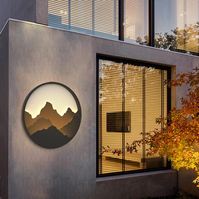 Mountain Scenery Outdoor Wall Sconce — Stainless Steel, LED, IP54, 3200K Warm White, 18"–31"