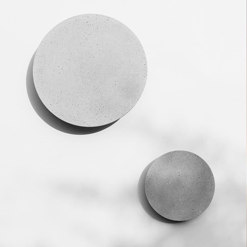 Round Concrete Flush Outdoor Wall Sconce — Gray, LED 16W–20W, 3000K Warm White, IP54, 7" or 9.45"