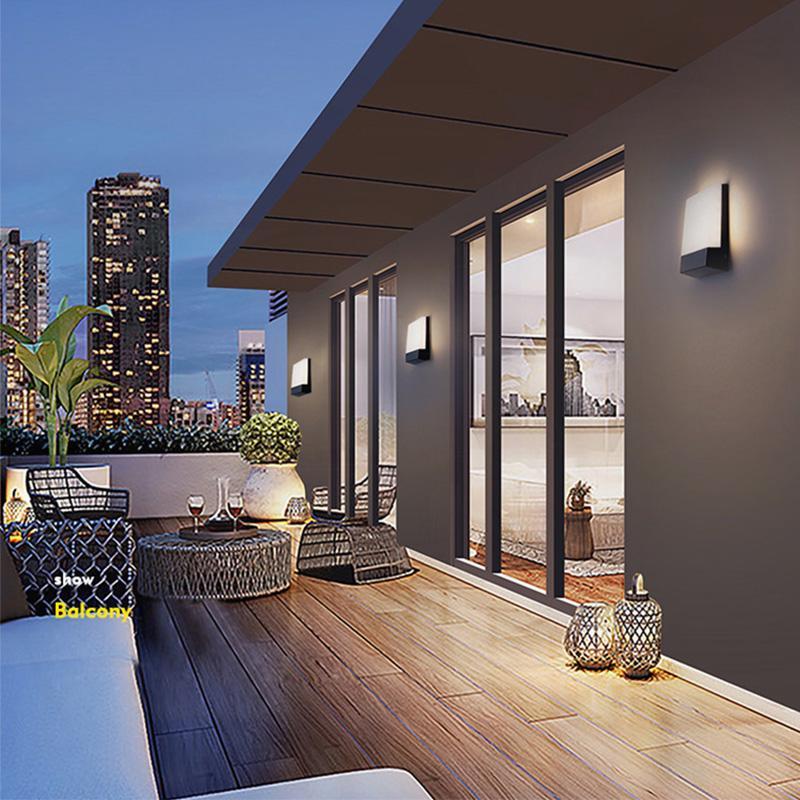 Modern Square Outdoor Wall Sconce — Black Aluminum, LED 11W–15W, IP54 Weatherproof