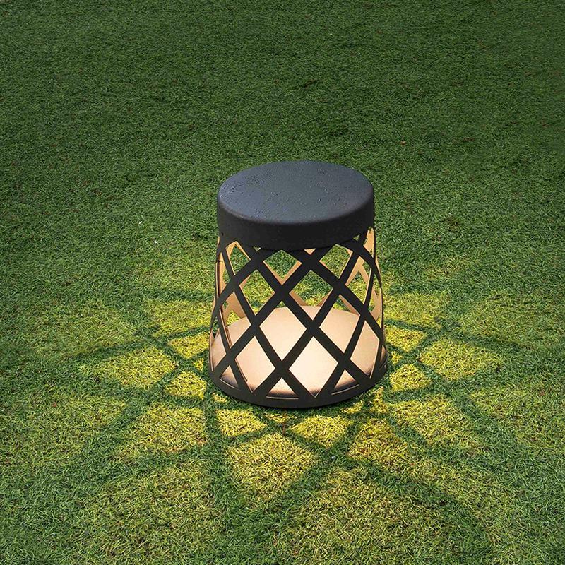 Modern Black Aluminum Waterproof LED Outdoor Lanterns - Lawn Stool Light