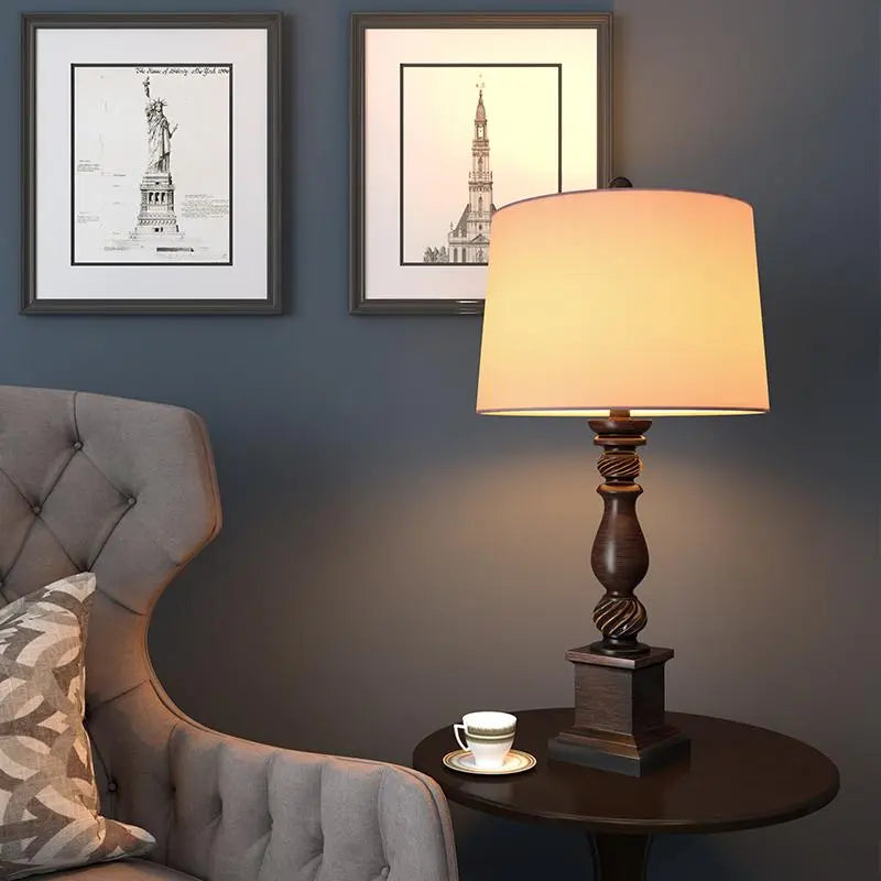 Traditional 24-Inch Rustic Bronze Resin Table Lamp Luxe
