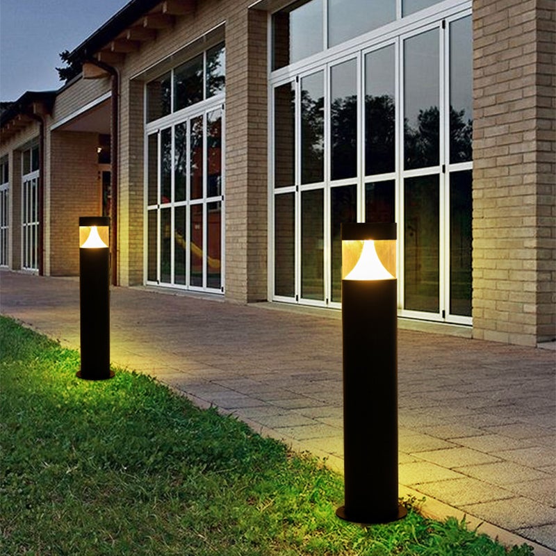 Modern Round LED Bollard Post Light — Black Aluminum, Acrylic Shade, 5.9" × 31.49", Weatherproof