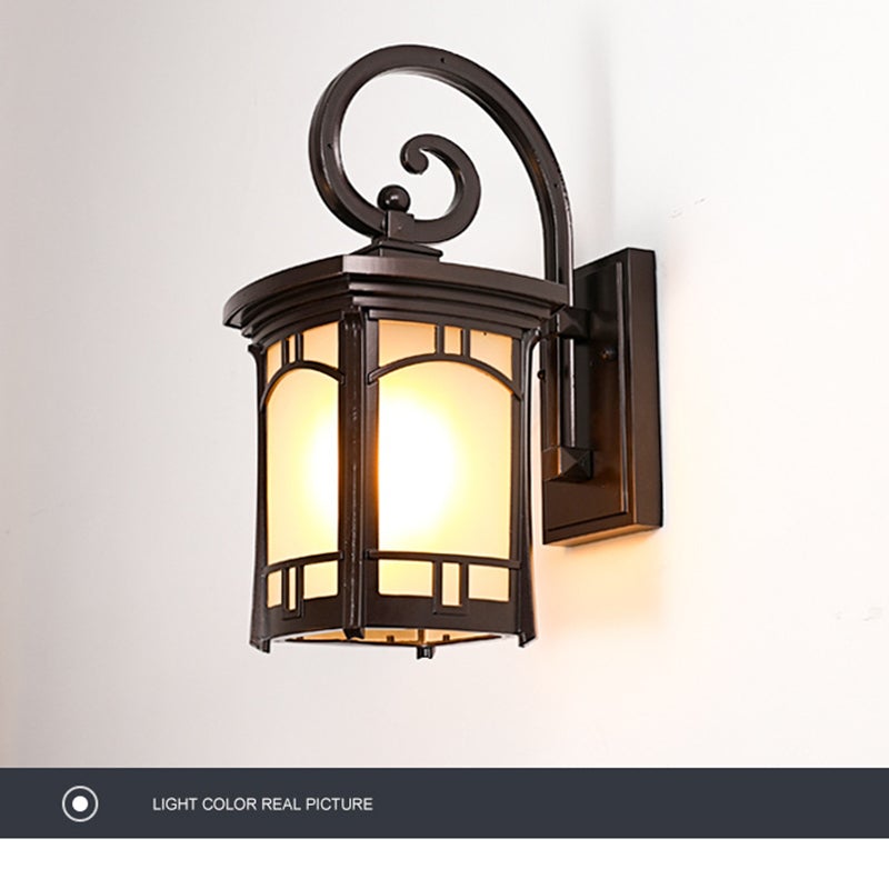 Striped Glass Outdoor Wall Sconce — Die-Cast Aluminum, E27, 1-Light, 3000K Warm, IP Waterproof, 10"W × 14.5"H