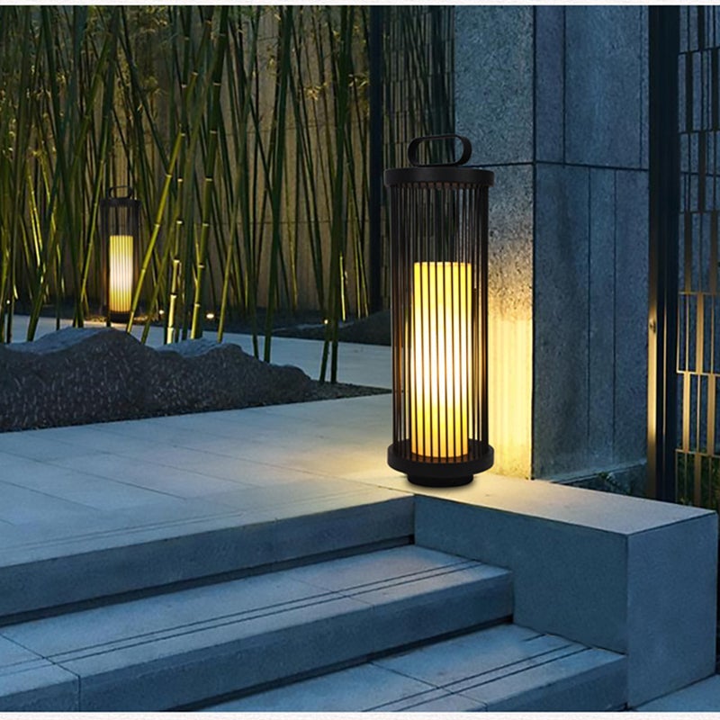 Retro Cage Outdoor Lantern — Black, E27, 110V–220V Waterproof, Portable with Handle Ring