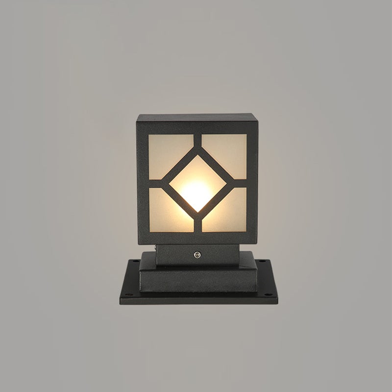 Modern Square Outdoor Post Light — Stainless Steel & PC, LED, Waterproof, 8" × 6" × 9"