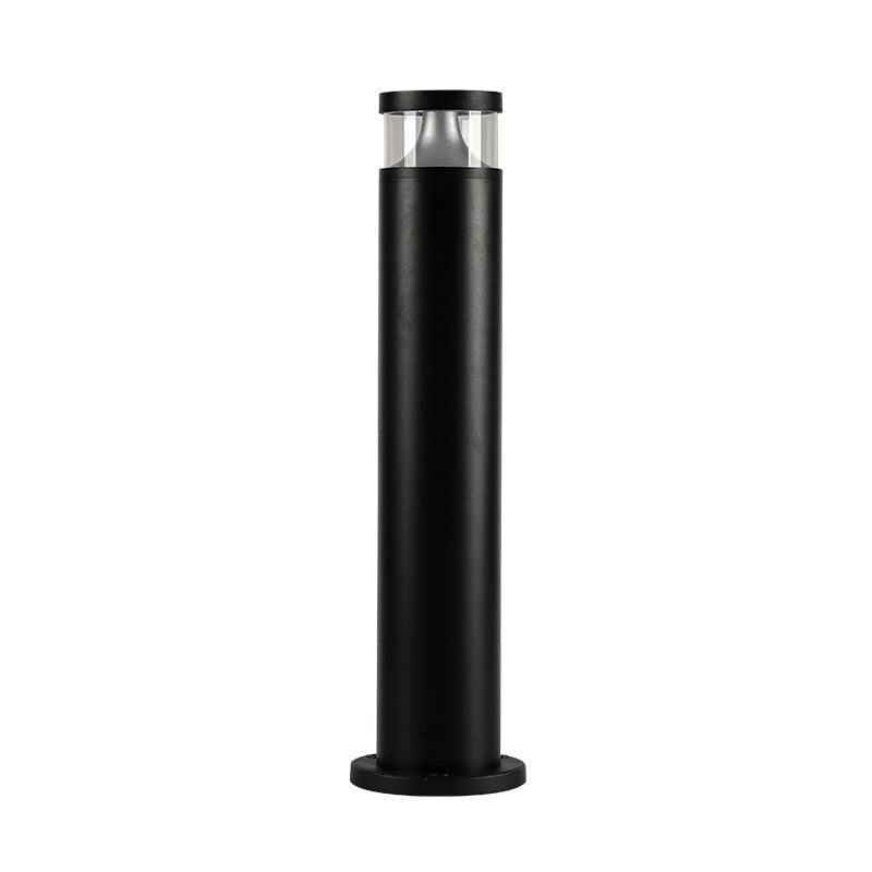 Modern Round LED Bollard Post Light — Black Aluminum, Acrylic Shade, 5.9" × 31.49", Weatherproof