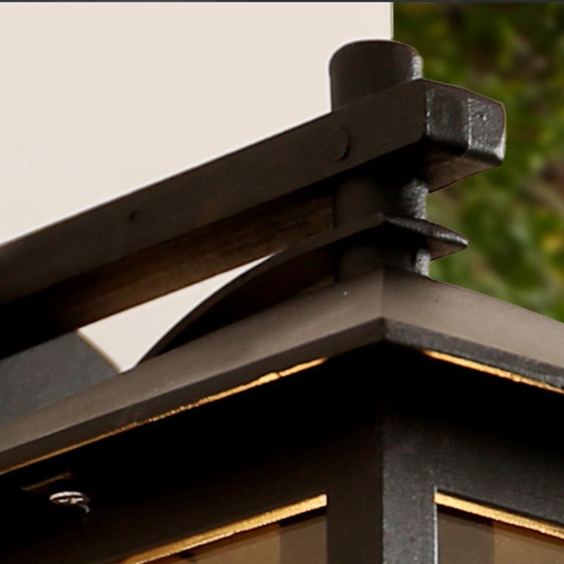 Minimalist Square Lantern Outdoor Wall Sconce — Aluminum and Glass, E27, 9.25" Wide, Black