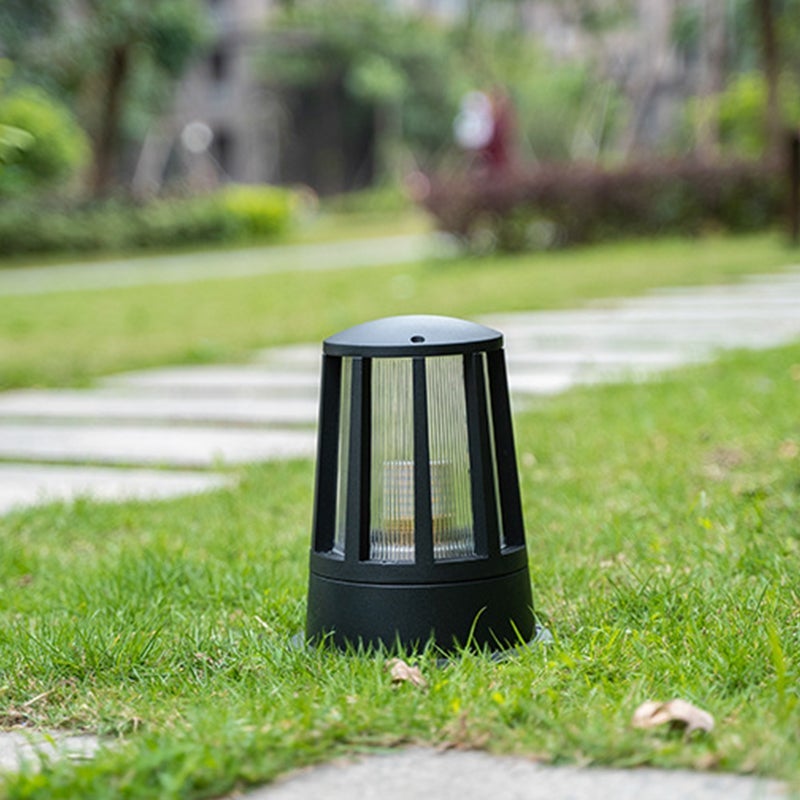 Modern Geometric Outdoor Bollard Light — Aluminum & Acrylic, LED E27, 1-Light, Hardwired, IP65 Weatherproof, 10" H