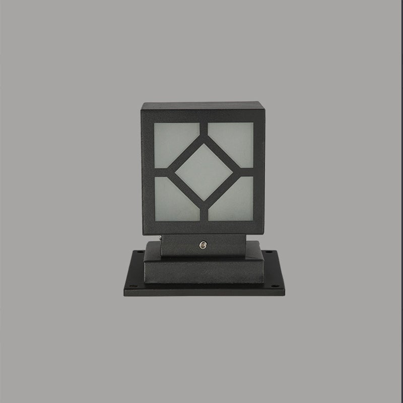 Modern Square Outdoor Post Light — Stainless Steel & PC, LED, Waterproof, 8" × 6" × 9"