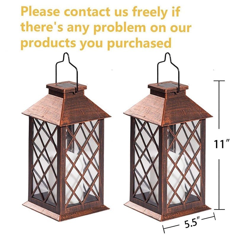 Retro Lantern Outdoor Solar Light — Antique Bronze, LED, Waterproof, 6" × 11"