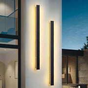 Linear Outdoor Wall Sconce — Black Metal, LED, IP65 Weatherproof, 3200K Warm White, Multiple Sizes