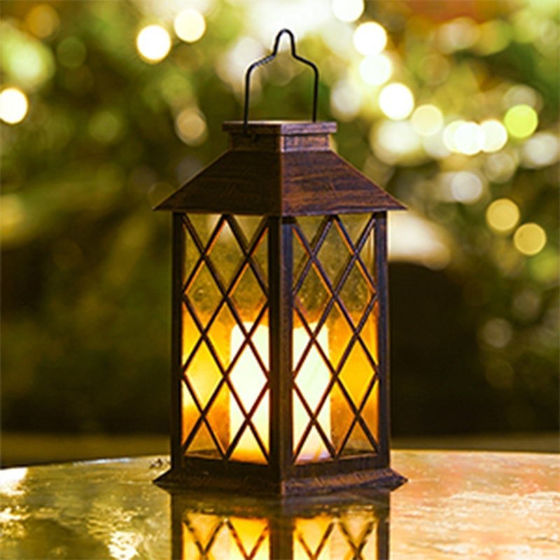 Retro Lantern Outdoor Solar Light — Antique Bronze, LED, Waterproof, 6" × 11"