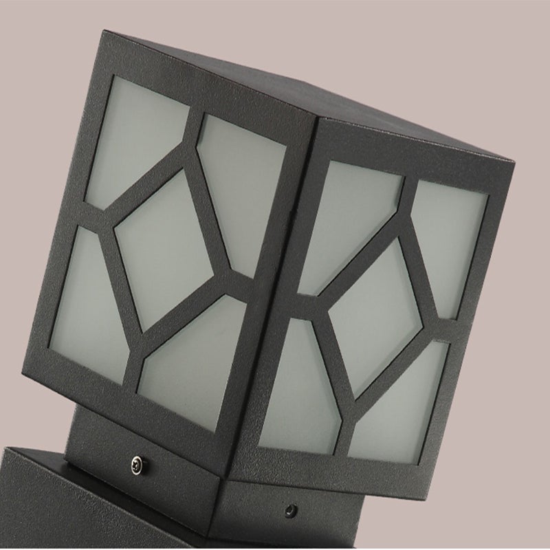 Modern Square Outdoor Post Light — Stainless Steel & PC, LED, Waterproof, 8" × 6" × 9"