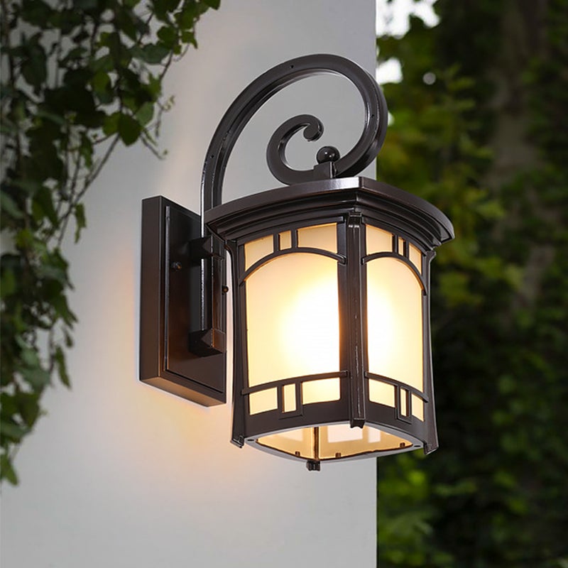 Striped Glass Outdoor Wall Sconce — Die-Cast Aluminum, E27, 1-Light, 3000K Warm, IP Waterproof, 10"W × 14.5"H