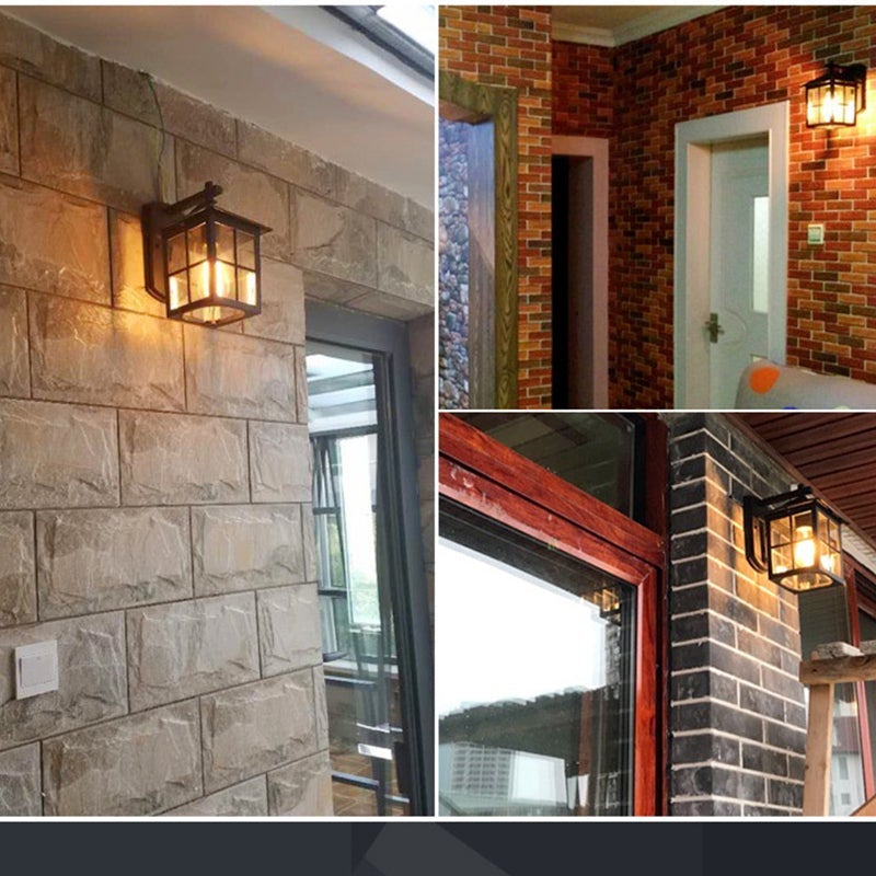 Minimalist Square Lantern Outdoor Wall Sconce — Aluminum and Glass, E27, 9.25" Wide, Black