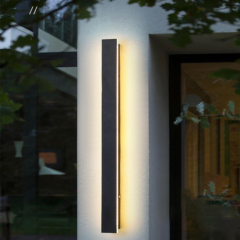 Linear Outdoor Wall Sconce — Black Metal, LED, IP65 Weatherproof, 3200K Warm White, Multiple Sizes