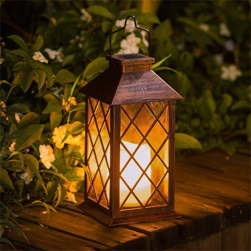 Retro Lantern Outdoor Solar Light — Antique Bronze, LED, Waterproof, 6" × 11"
