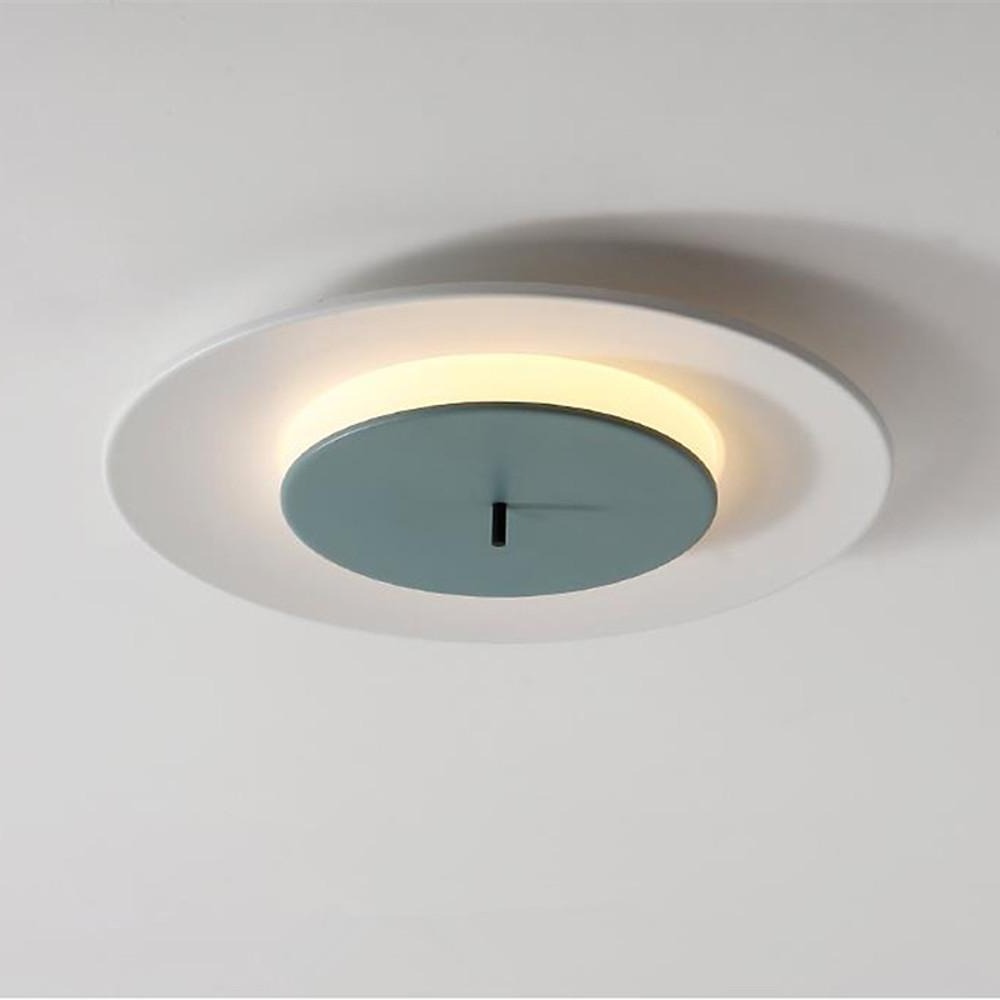 2-Circle LED Flush-Mount Ceiling Light — Aluminum, 12W, 3000K–5000K, 18" Diameter