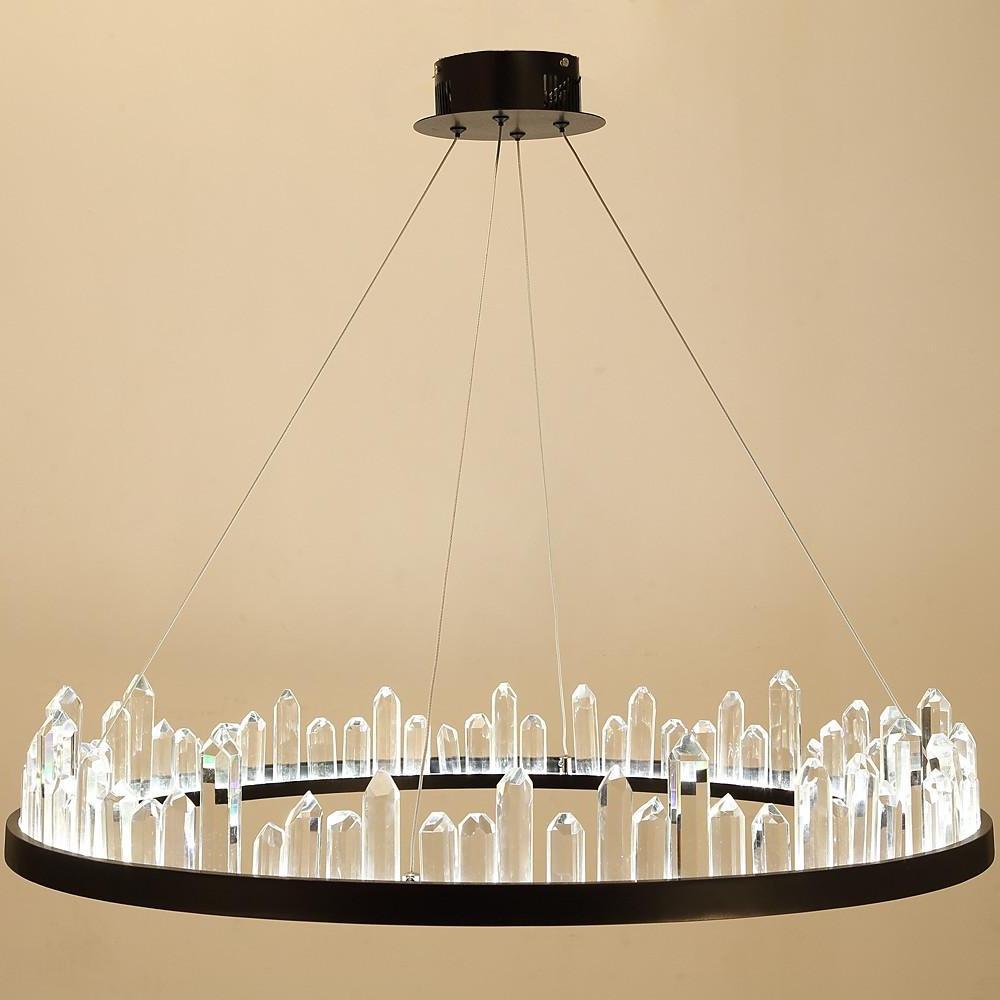 Circular Ring Crystal Chandelier — Metal, LED, 31" Diameter, Adjustable Height, 40W, 3000K / 6000K
