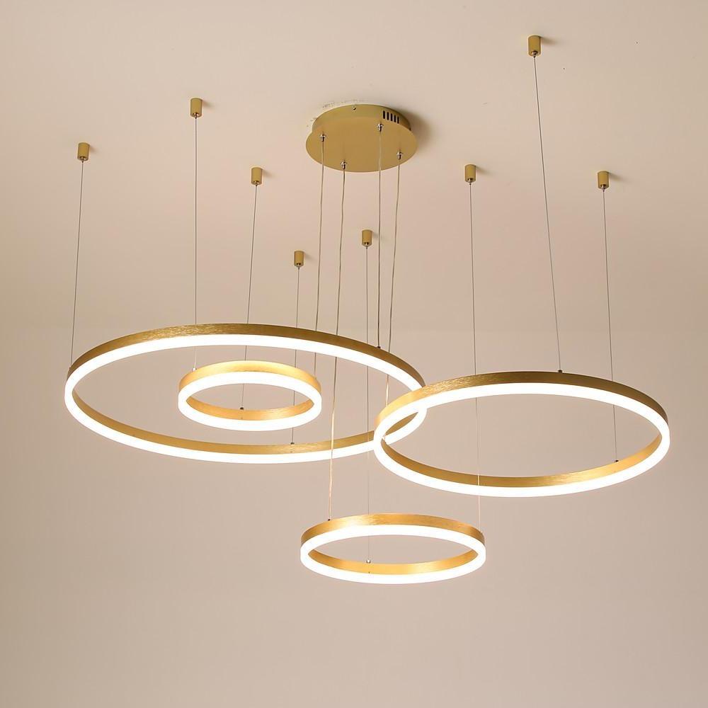 Large Circle Chandelier for High Ceilings — Aluminum & Acrylic, 31" Dimmable LED, 3000K–6000K, 59" Adjustable Chain
