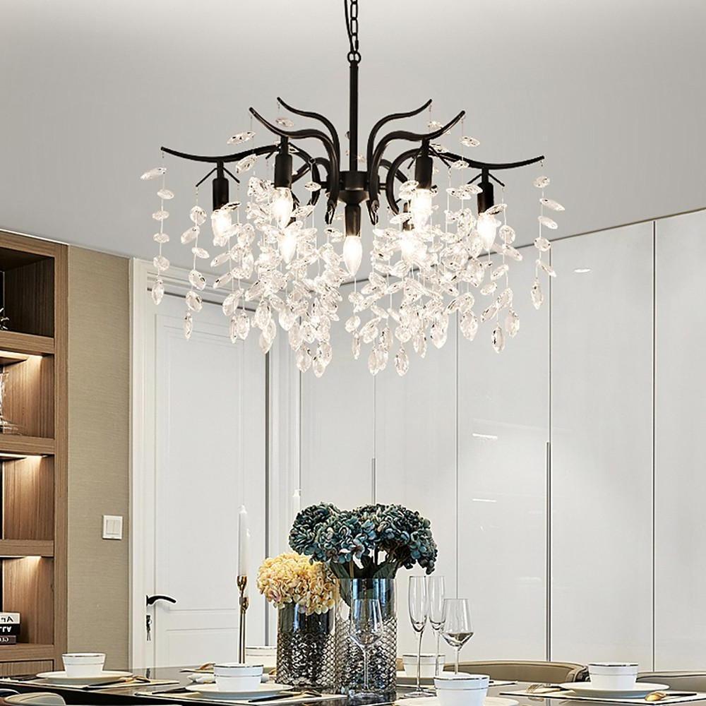 Artistic 7-Light LED Antique Crystal Chandelier for Kitchen Island Lighting
