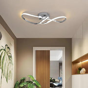Wavy Linear Semi-Flush Mount Ceiling Light — Electroplated Metal, 27", LED Integrated, Dimmable with Remote