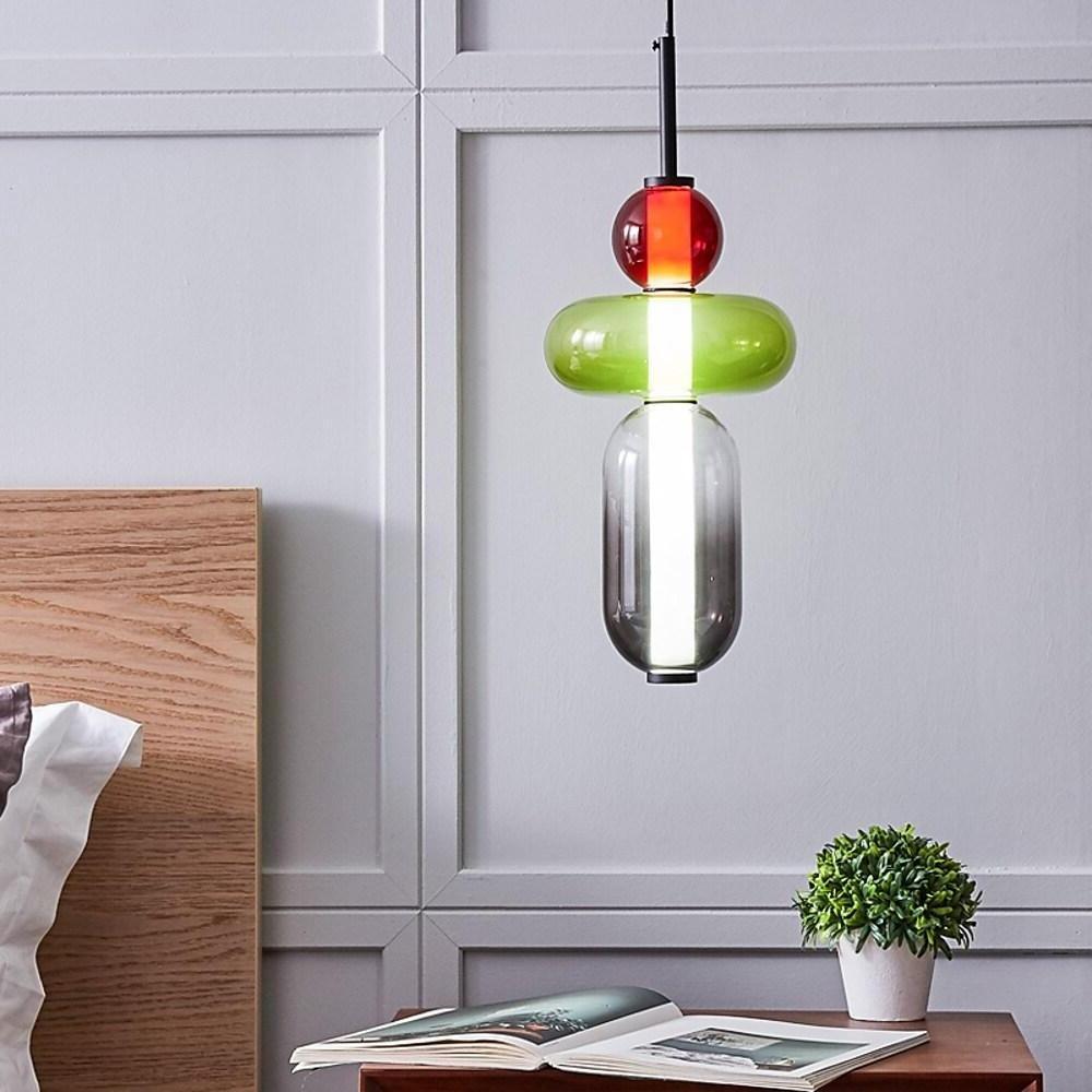 Stained Glass Mini Pendant Light — Metal, 1-Light LED, 4000K, 71" Adjustable Cord
