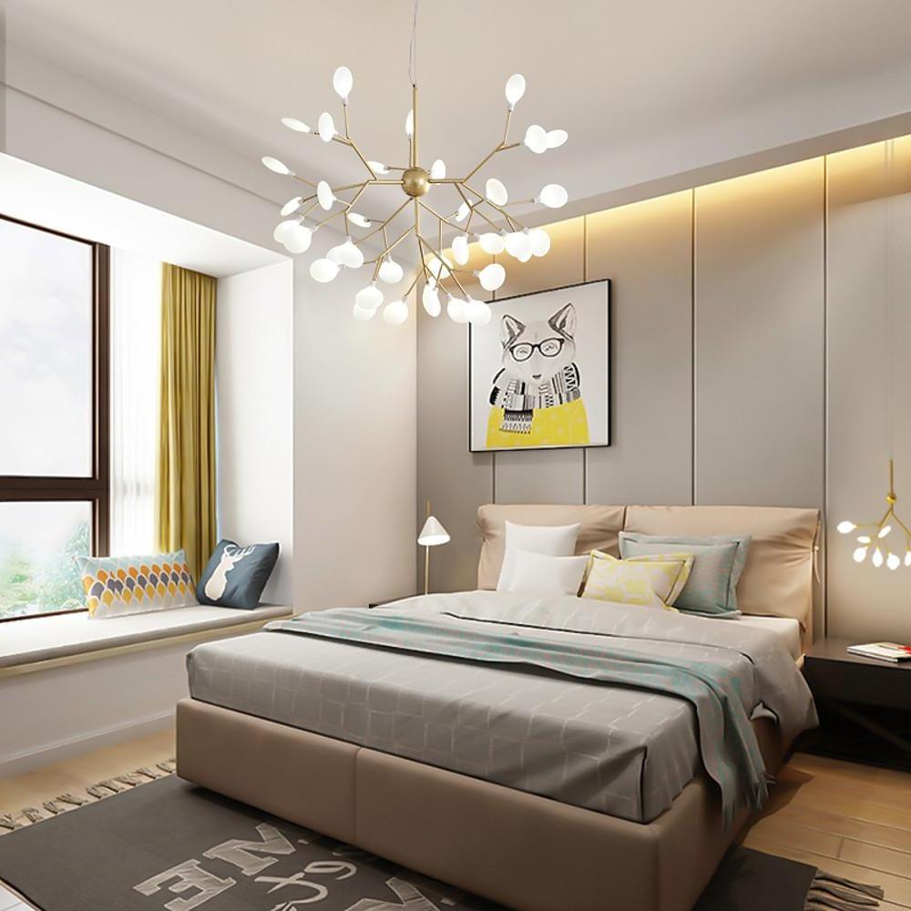 Modern 36-Light LED Chandelier — Metal and Acrylic, Gold and White, 31" Diameter, 39" Adjustable Cord