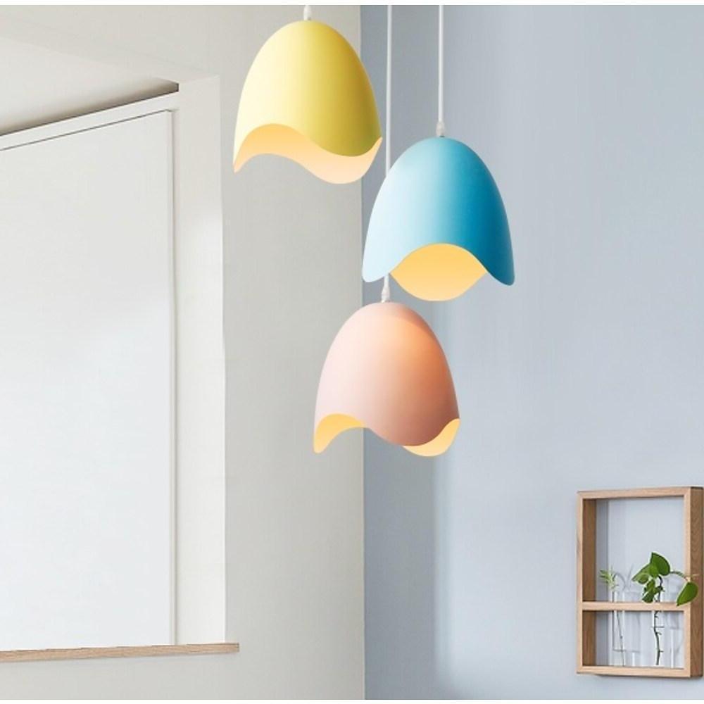 Half Eggshell 3-Light Pendant — Metal, Modern Industrial, Colorful (Yellow, Red, Blue)