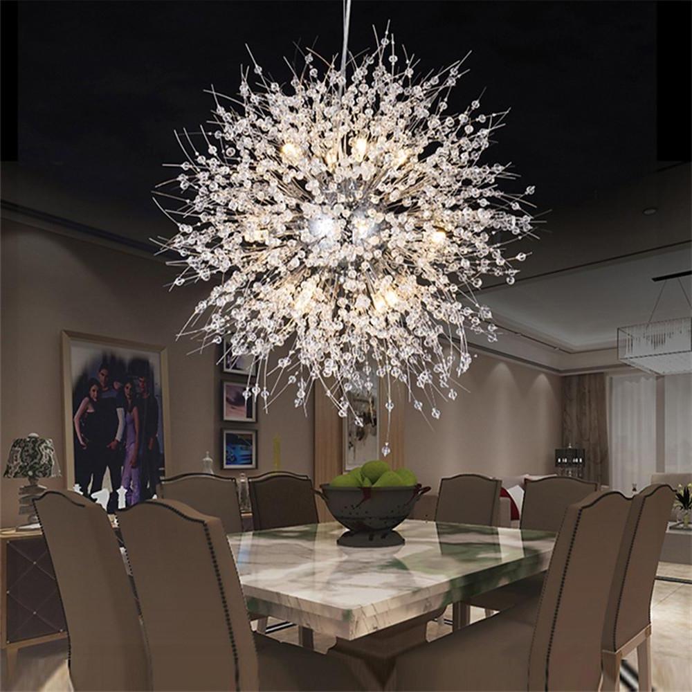 Globe Crystal Chandelier — Metal and Crystal, Dandelion Fireworks Design, 1-Light, 24" Diameter