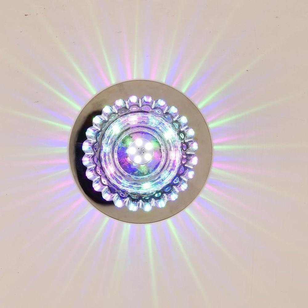 Geometric Crystal Flush-Mount Chandelier — Metal, LED, 7W, RGB + 3000K/6000K