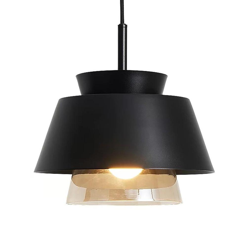 Minimalist Industrial Mini Pendant — Metal and Glass, 1-Light LED, 59" Adjustable Cord, E26/E27, 10W