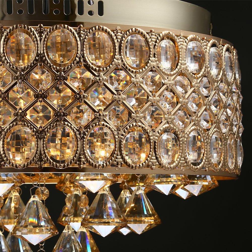 Drum Crystal Flush-Mount Chandelier — Metal and Crystal, 4-Light, E12/E14, 40W, 15" Diameter