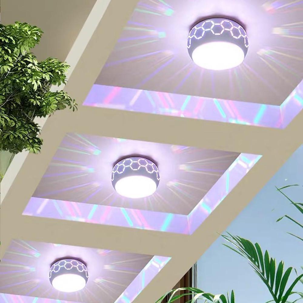 Globe Drum Flush-Mount Ceiling Light — Metal and Acrylic, LED, 5W, Warm White / White / RGB, Modern Lantern Design