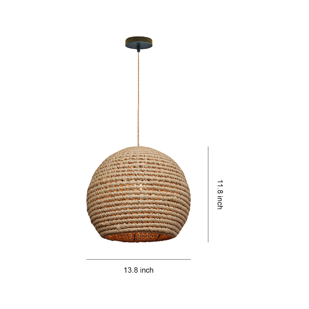 Zen Japanese Paper Pendant — Natural Raffia Shade, Iron Frame, 10W LED E27, 47.2" Adjustable Cord